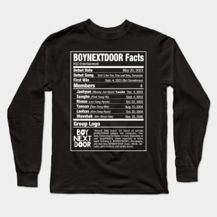 BOYNEXTDOOR Nutritional Facts Long Sleeve T-Shirt